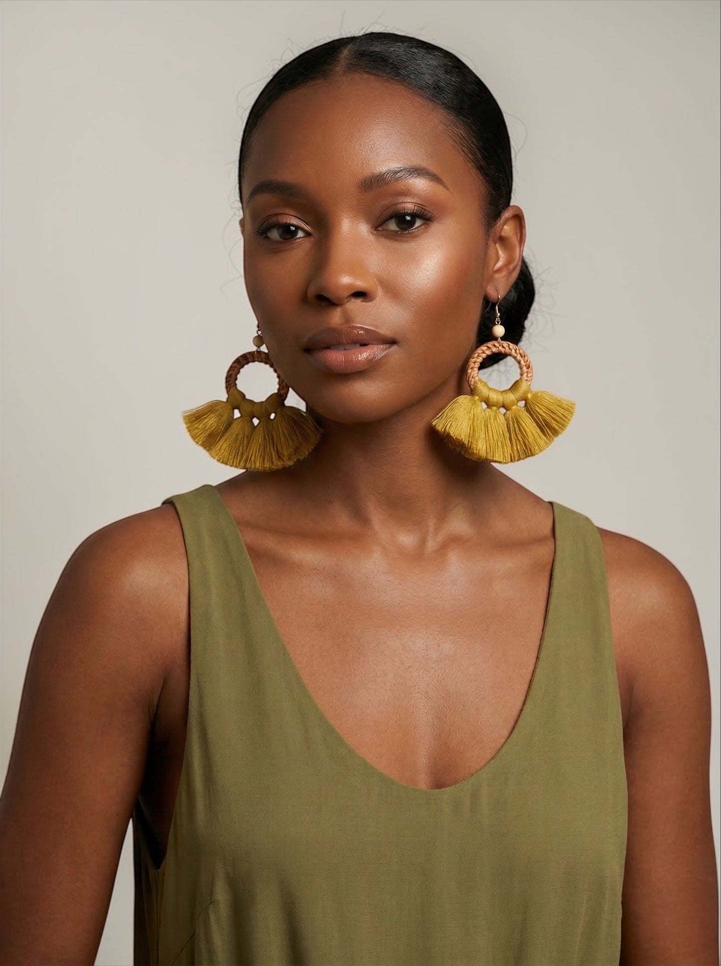 Boho Raffia Tassel Earrings – Handmade Statement Fan Drop Earrings for Women (Multiple Colours) - Fatisha Boutique # Fatisha Boutique