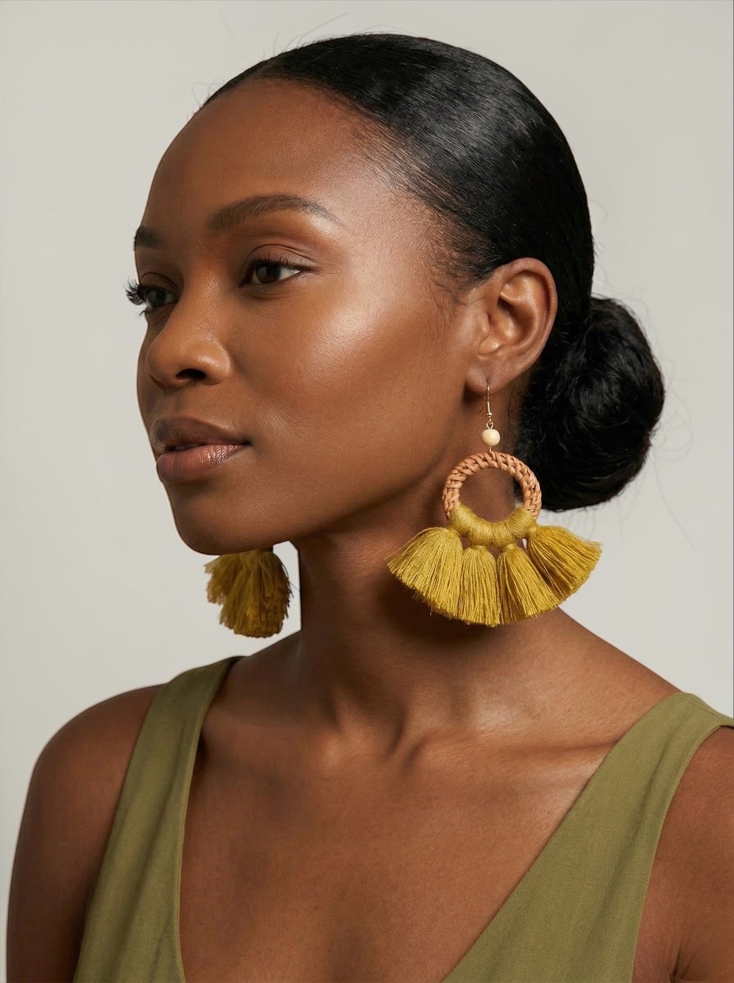 Boho Raffia Tassel Earrings – Handmade Statement Fan Drop Earrings for Women (Multiple Colours) - Fatisha Boutique # Fatisha Boutique