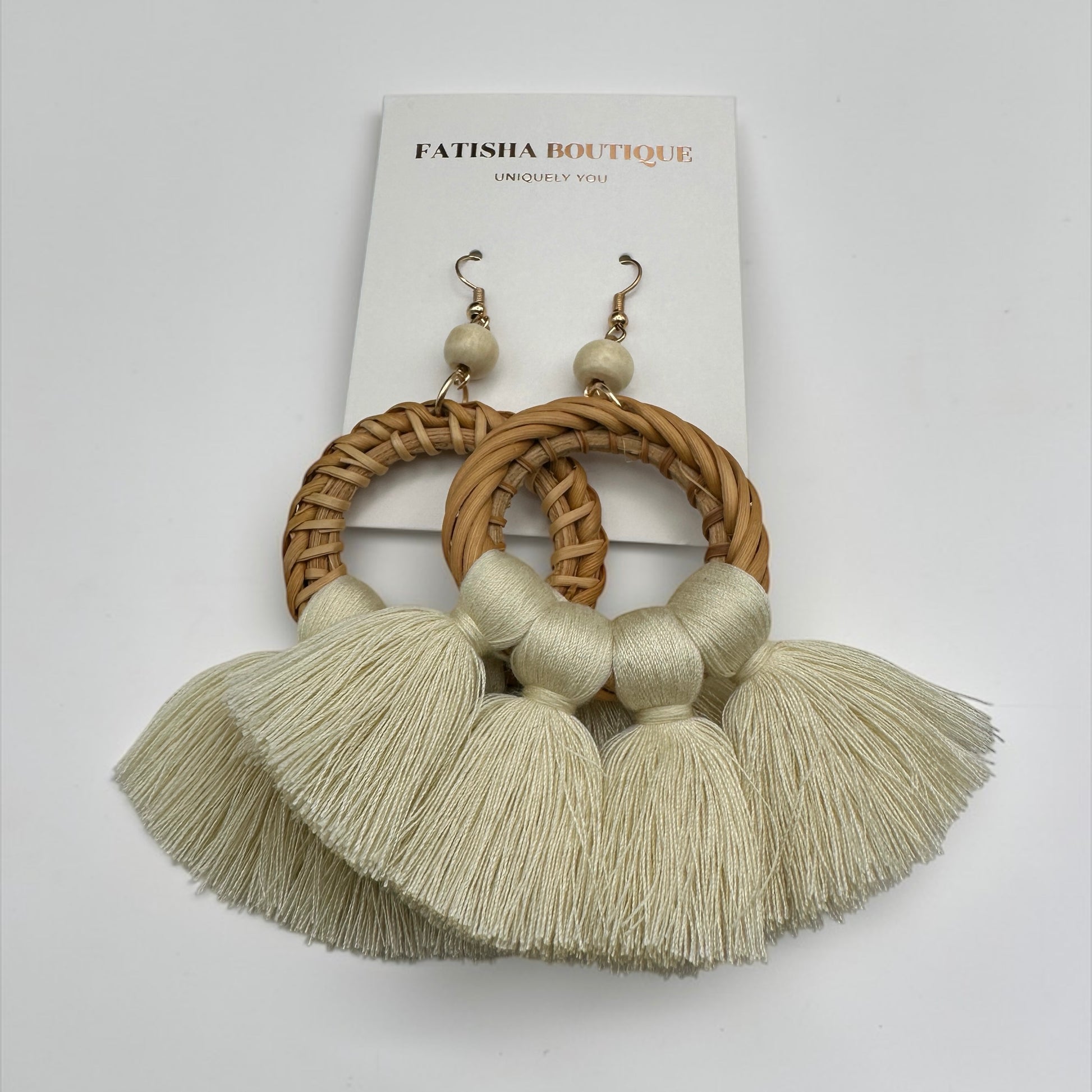 Boho Raffia Tassel Earrings – Handmade Statement Fan Drop Earrings for Women (Multiple Colours) - Fatisha Boutique #