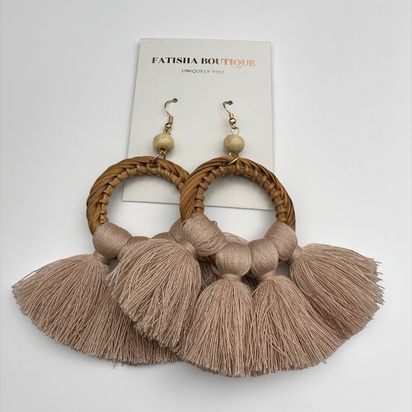 Boho Raffia Tassel Earrings – Handmade Statement Fan Drop Earrings for Women (Multiple Colours) - Fatisha Boutique # Fatisha Boutique
