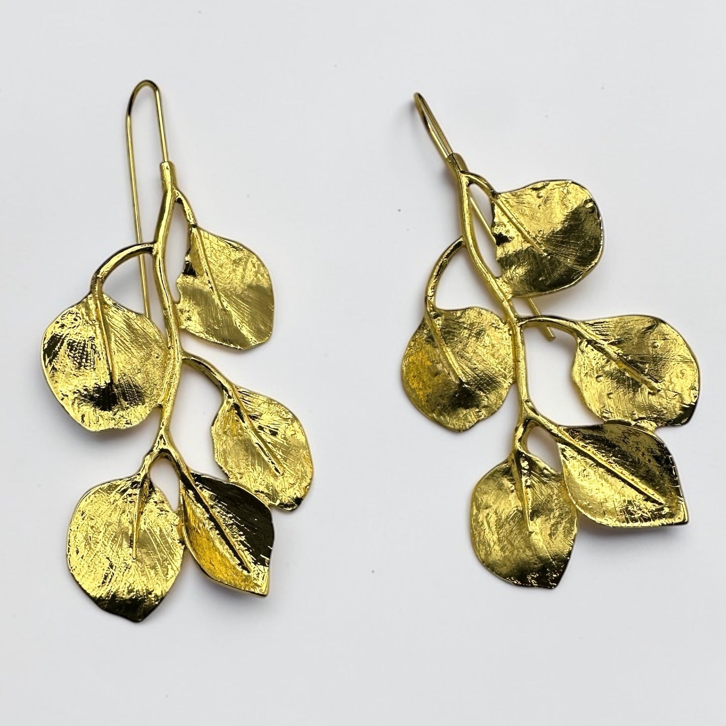 Gold Leaf Statement Earrings – Elegant Nature-Inspired Drop Earrings - Fatisha Boutique #