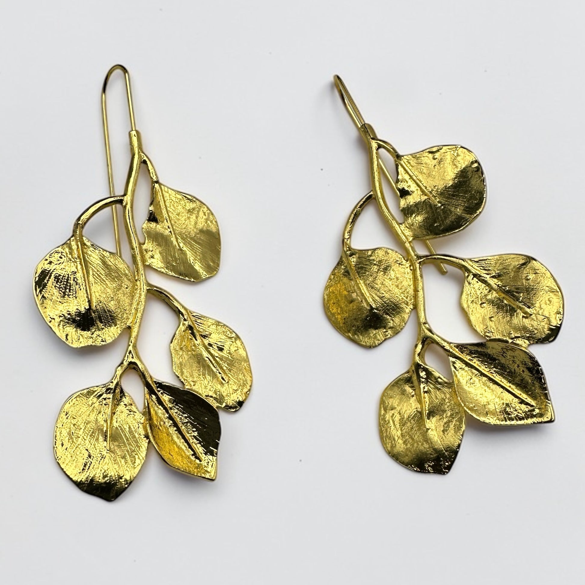 Gold Leaf Statement Earrings – Elegant Nature-Inspired Drop Earrings - Fatisha Boutique #