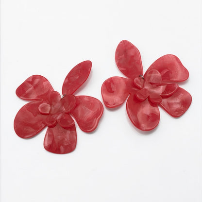 Boho Floral Acrylic Statement Earrings – Oversized Summer Drop Earrings (Multi Colour) - Fatisha Boutique #