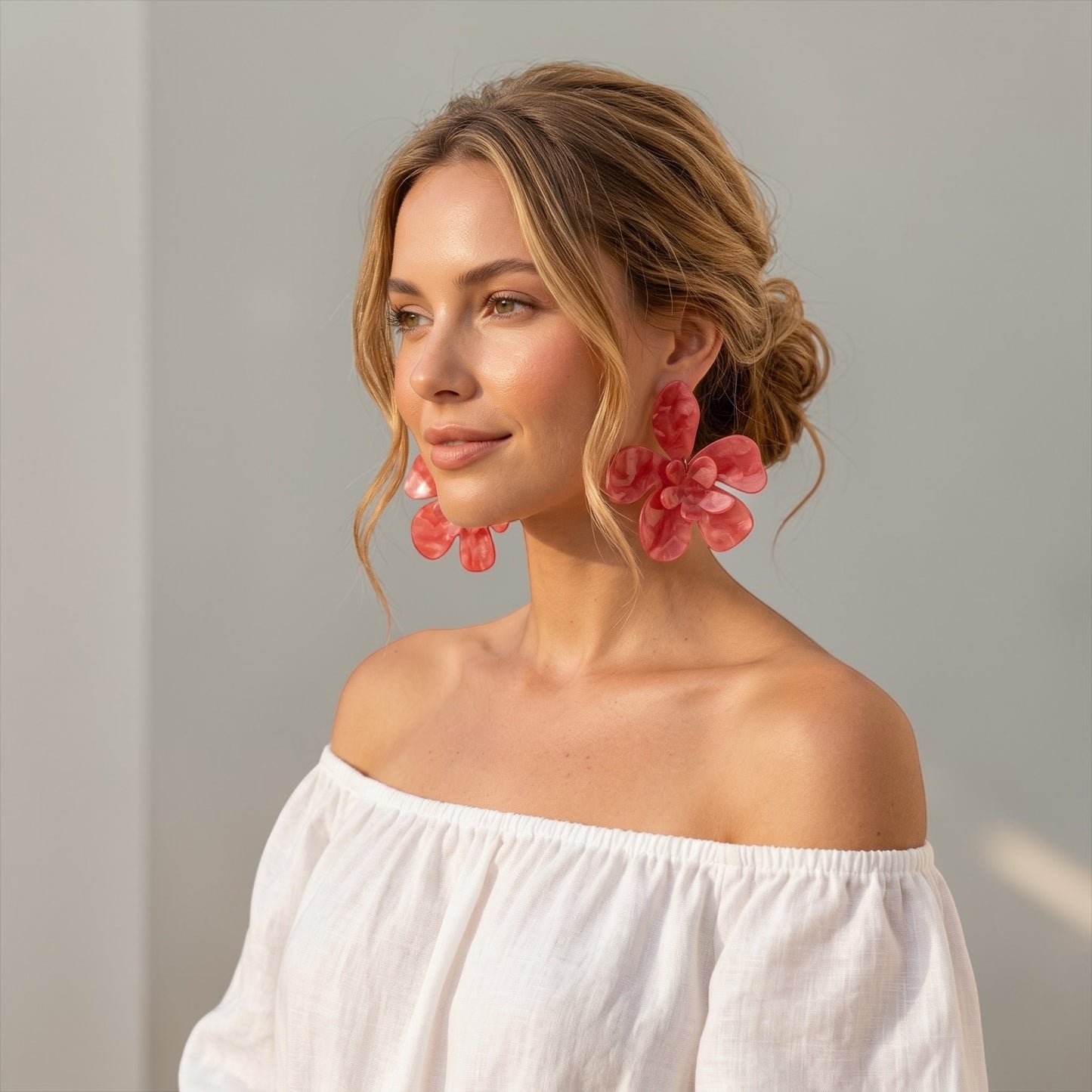 Boho Floral Acrylic Statement Earrings – Oversized Summer Drop Earrings (Multi Colour) - Fatisha Boutique #