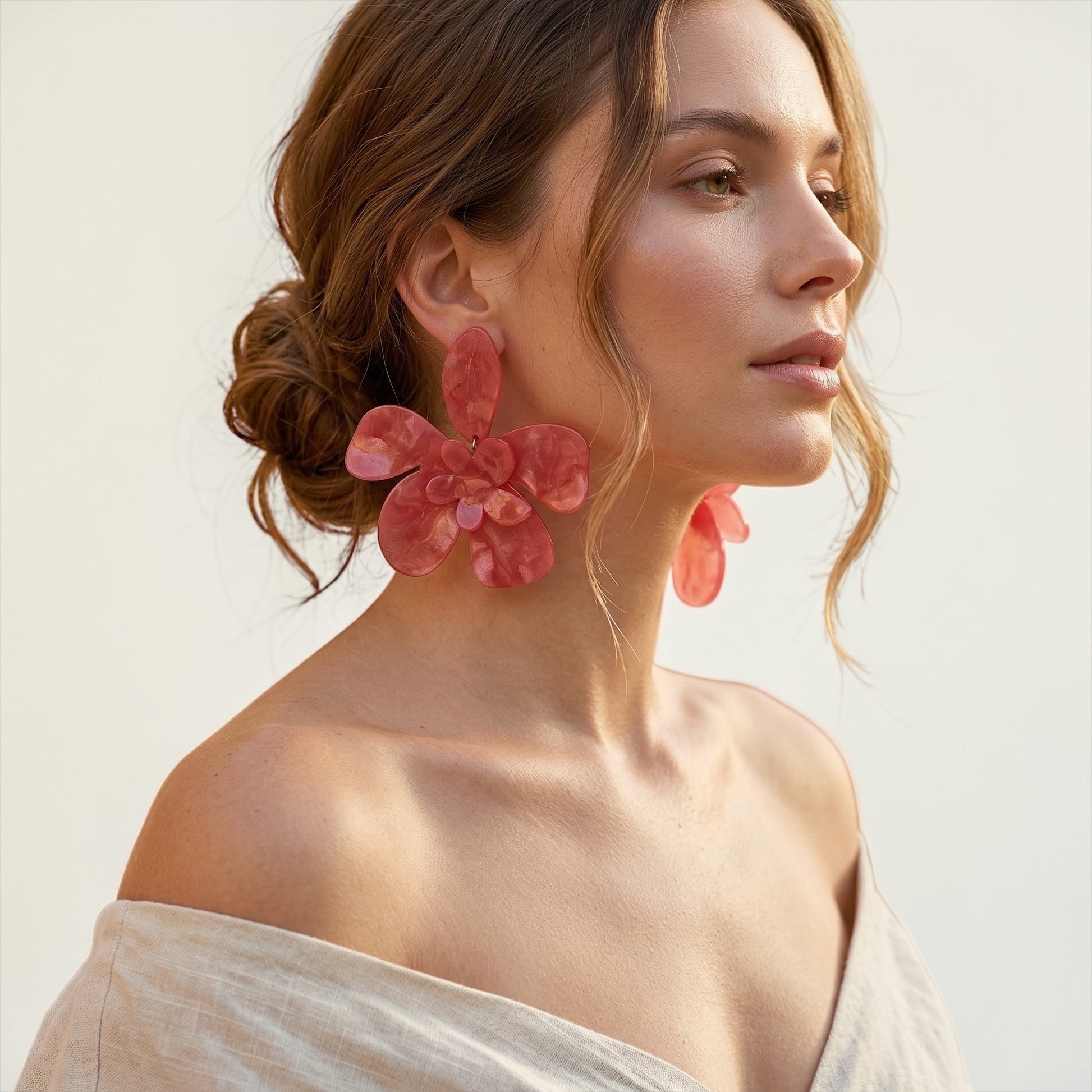 Boho Floral Acrylic Statement Earrings – Oversized Summer Drop Earrings (Multi Colour) - Fatisha Boutique #