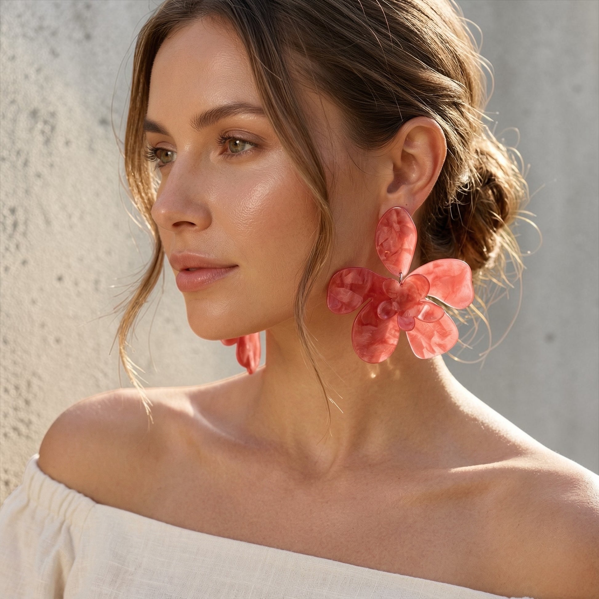 Boho Floral Acrylic Statement Earrings – Oversized Summer Drop Earrings (Multi Colour) - Fatisha Boutique #