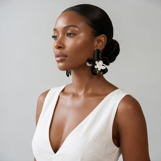 Boho Floral Acrylic Statement Earrings – Oversized Summer Drop Earrings (Multi Colour) - Fatisha Boutique #