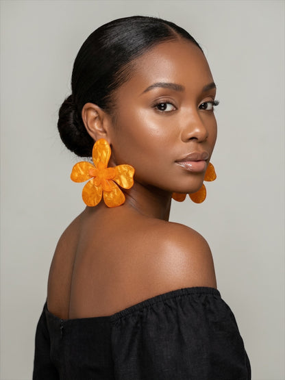 Boho Floral Acrylic Statement Earrings – Oversized Summer Drop Earrings (Multi Colour) - Fatisha Boutique #