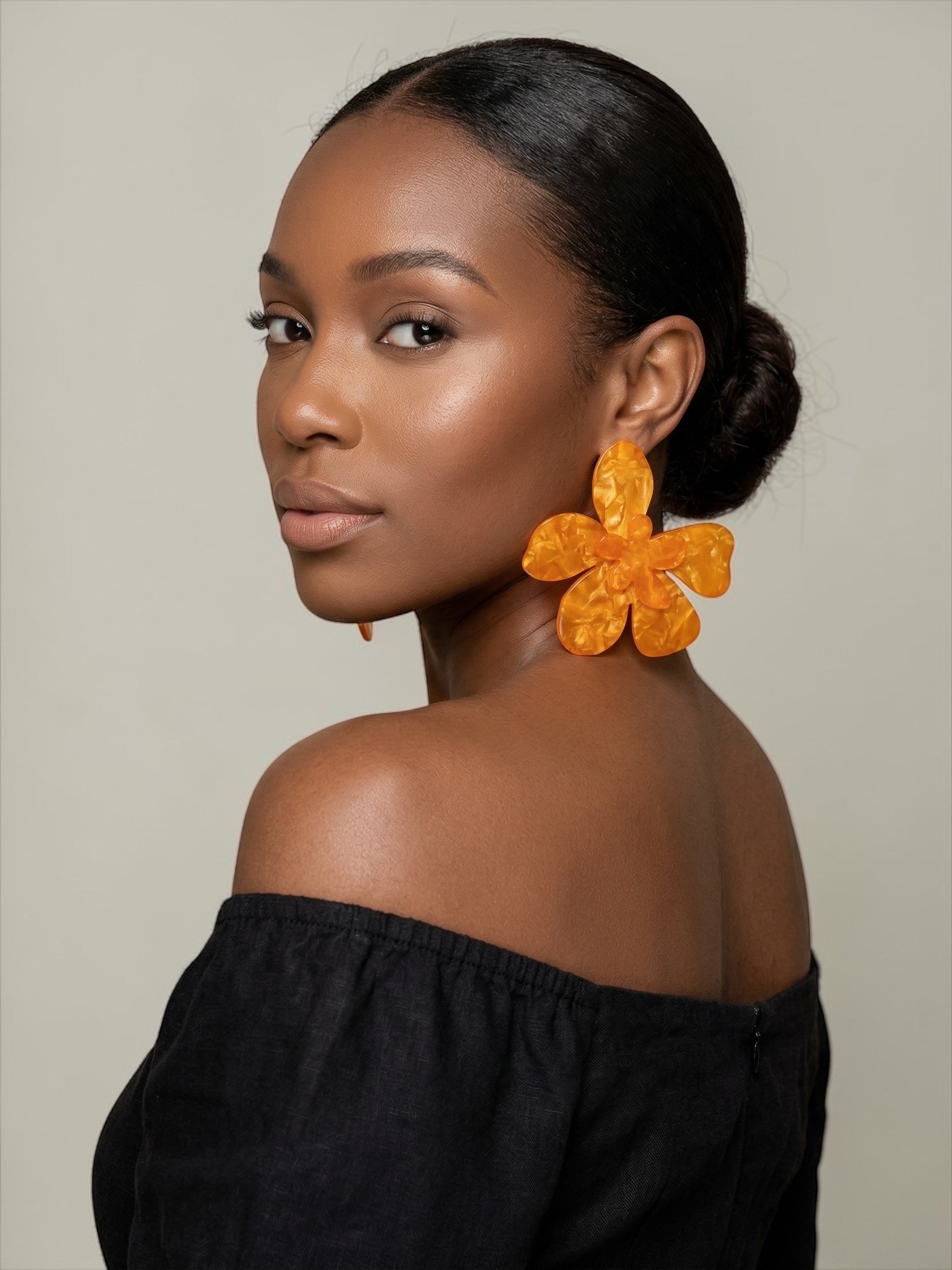 Boho Floral Acrylic Statement Earrings – Oversized Summer Drop Earrings (Multi Colour) - Fatisha Boutique #