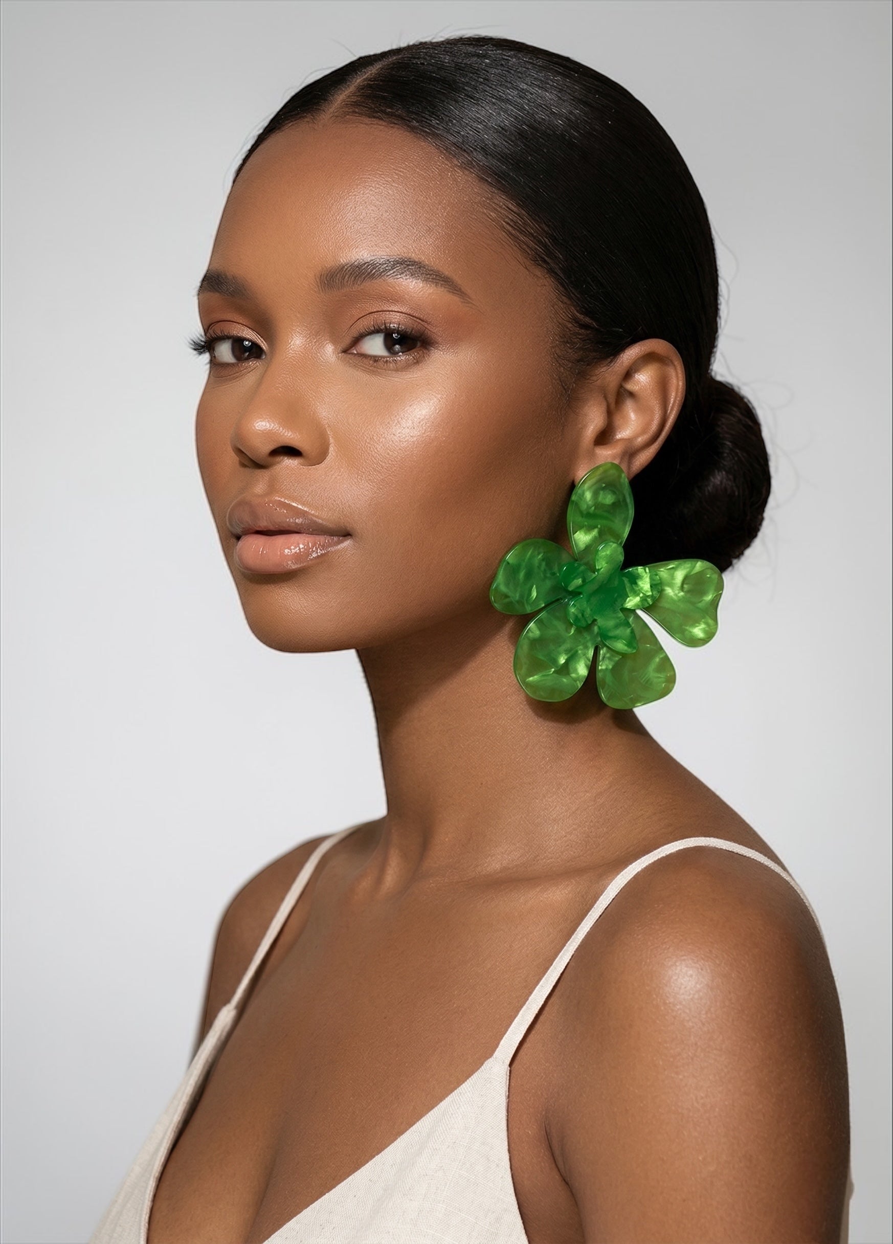 Boho Floral Acrylic Statement Earrings – Oversized Summer Drop Earrings (Multi Colour) - Fatisha Boutique #