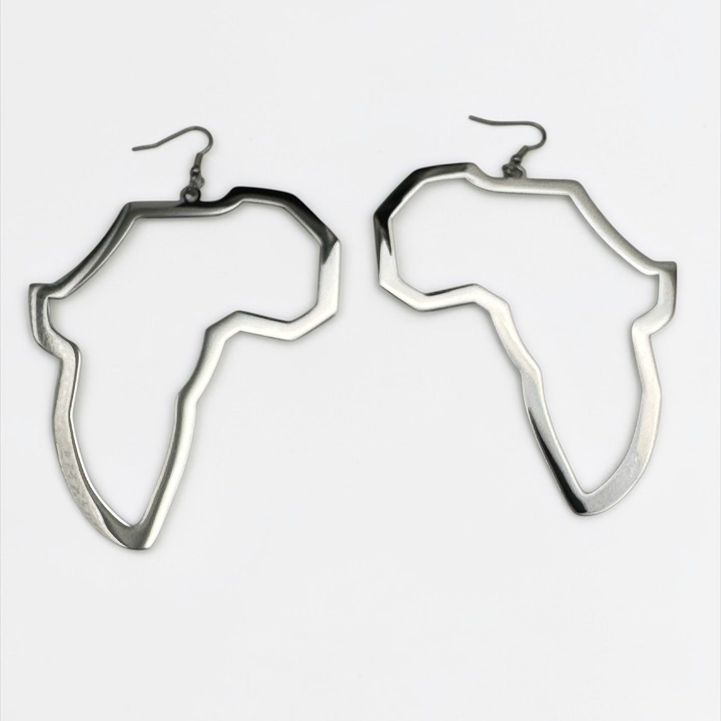 Oversized Africa Map Earrings – Afrocentric Statement Stainless Steel Dangles - Fatisha Boutique #