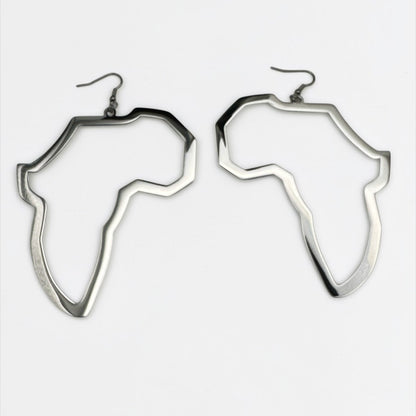 Oversized Africa Map Earrings – Afrocentric Statement Stainless Steel Dangles - Fatisha Boutique #
