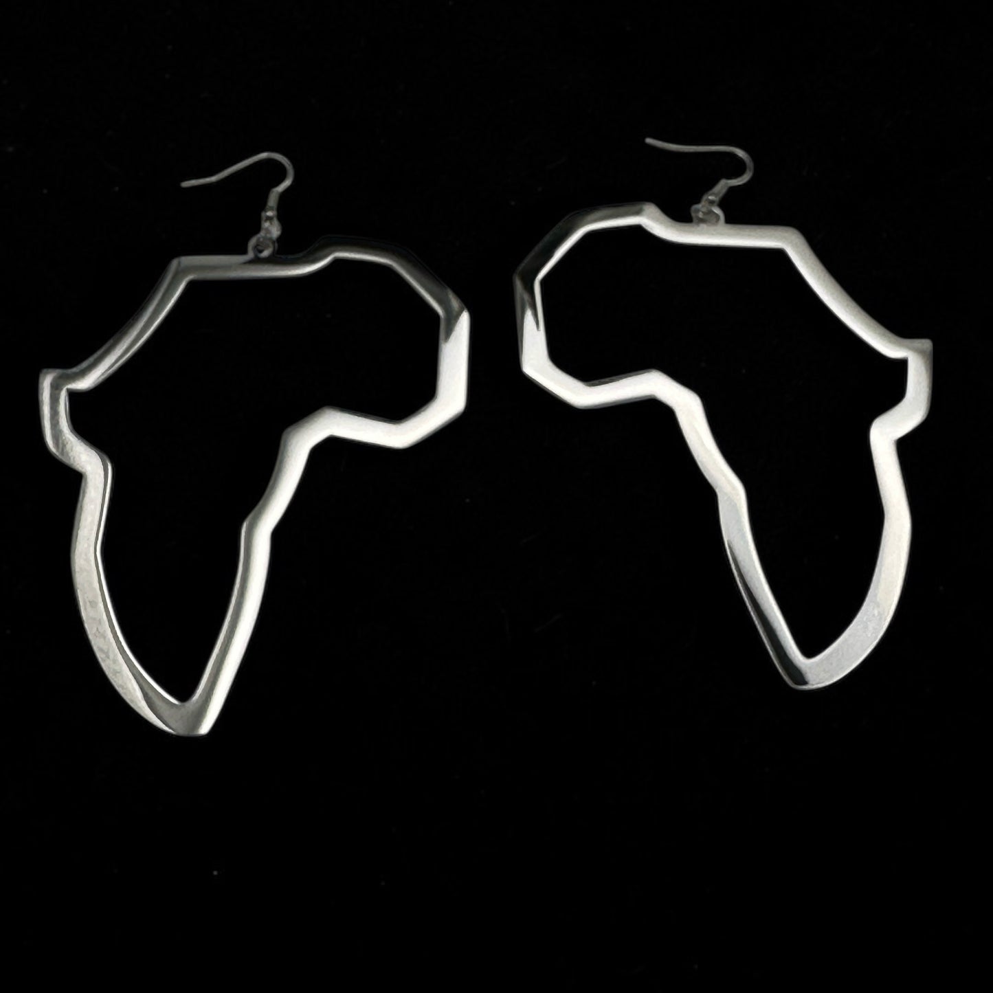Oversized Africa Map Earrings – Afrocentric Statement Stainless Steel Dangles - Fatisha Boutique #