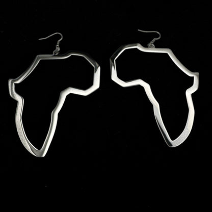 Oversized Africa Map Earrings – Afrocentric Statement Stainless Steel Dangles - Fatisha Boutique #