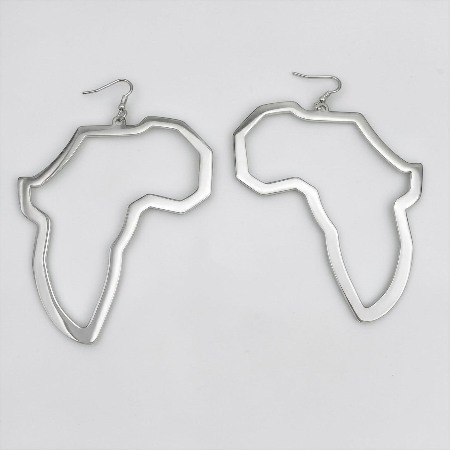 Oversized Africa Map Earrings – Afrocentric Statement Stainless Steel Dangles - Fatisha Boutique #
