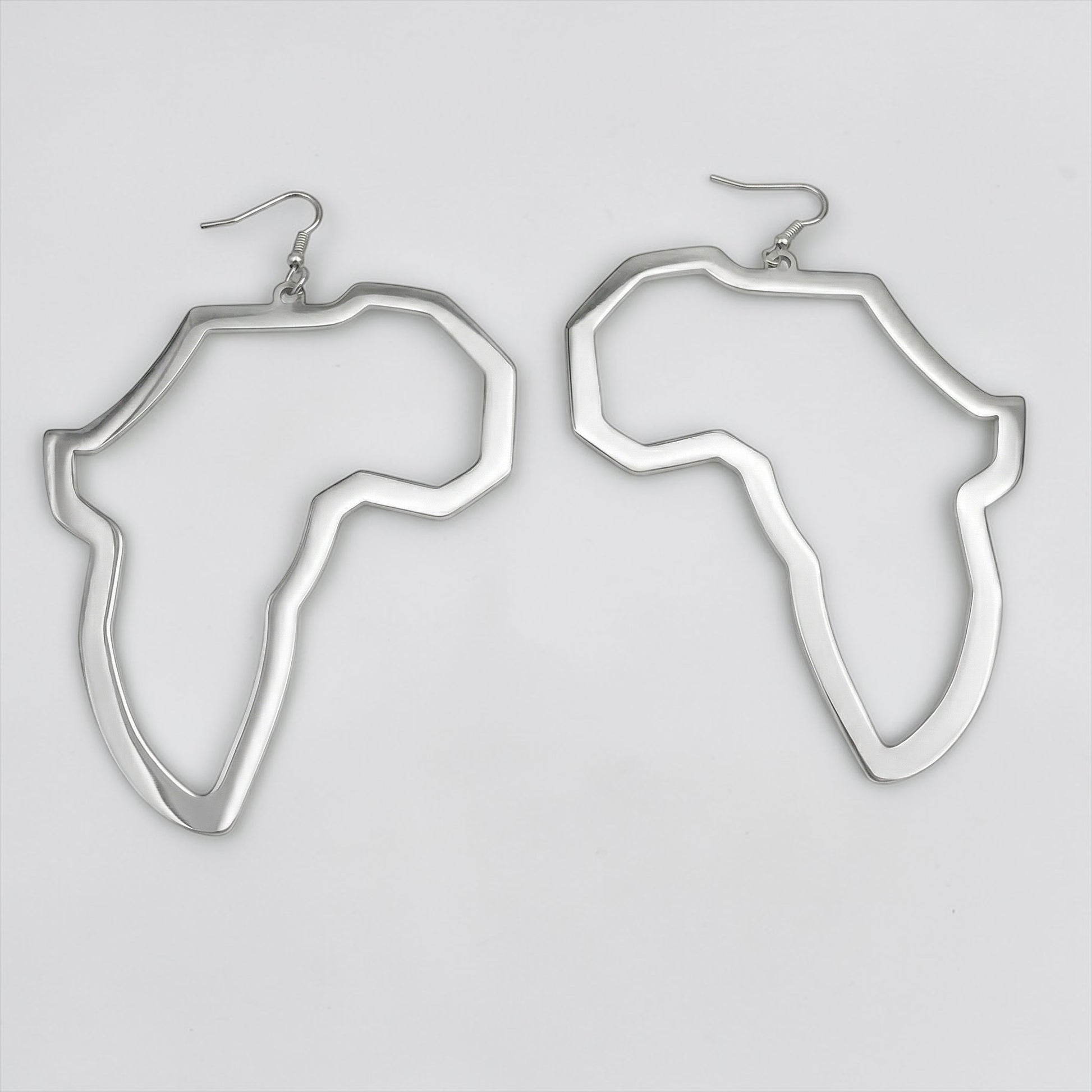 Oversized Africa Map Earrings – Afrocentric Statement Stainless Steel Dangles - Fatisha Boutique #