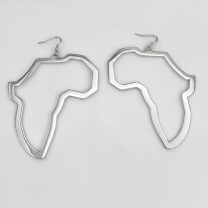 Oversized Africa Map Earrings – Afrocentric Statement Stainless Steel Dangles - Fatisha Boutique #