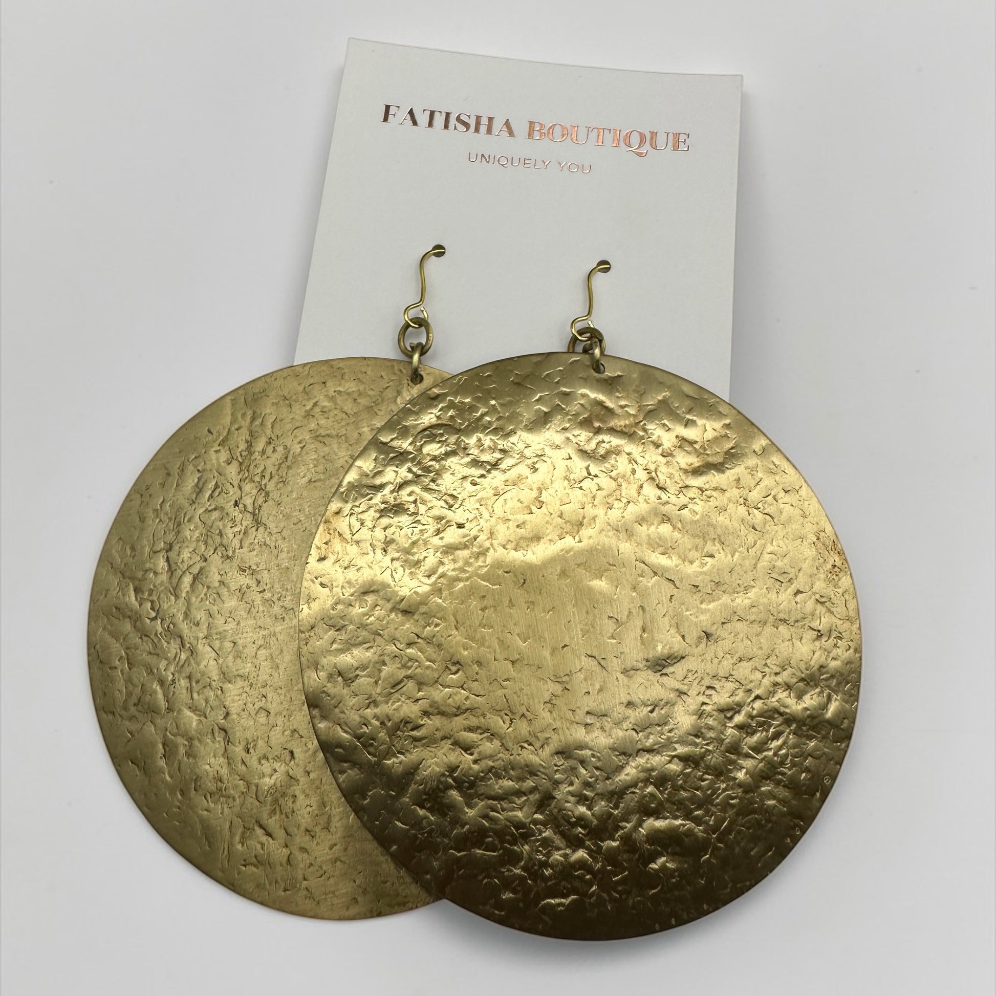 Handmade Hammered Brass Disc Earrings – Afrocentric Statement Dangle Jewellery - Fatisha Boutique #