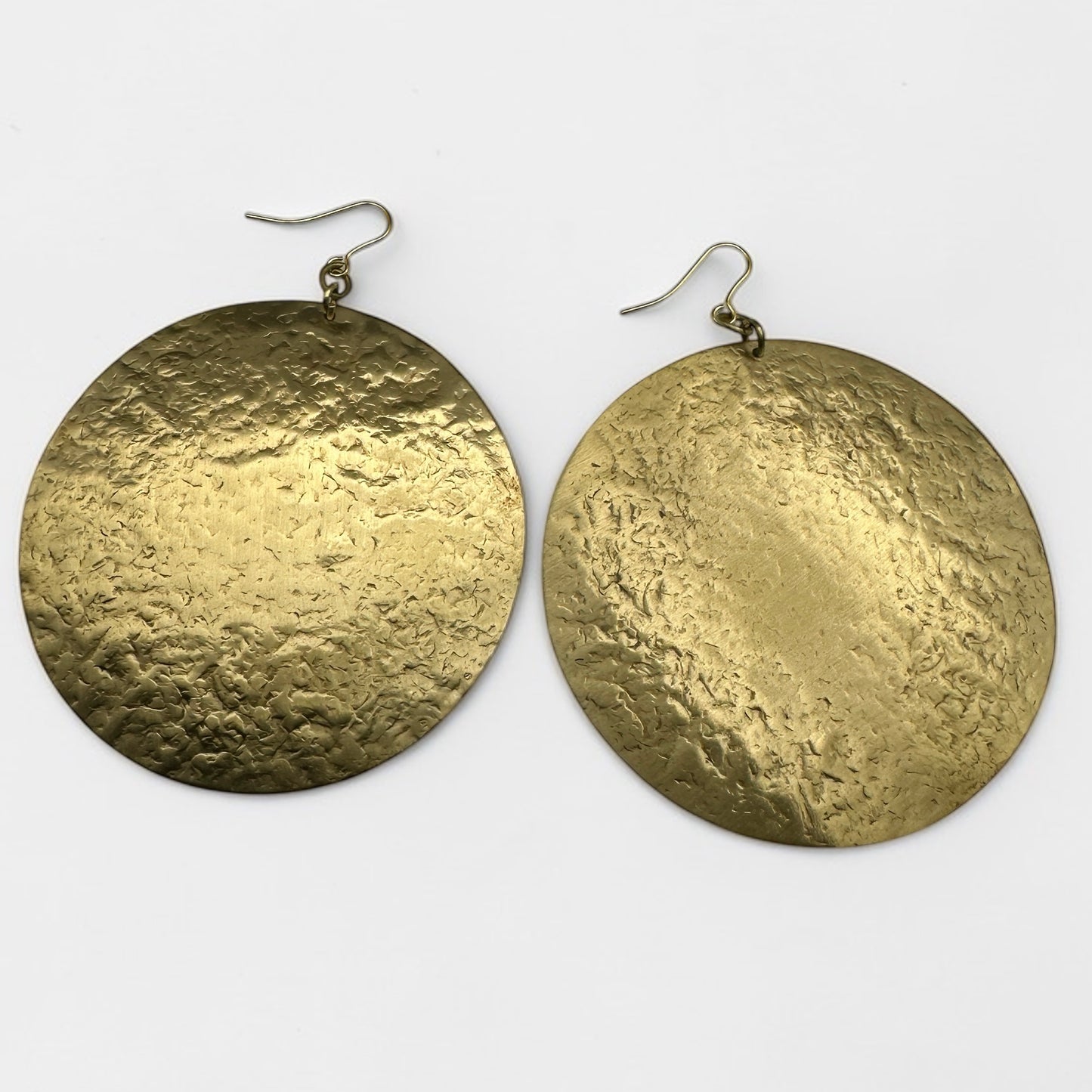 Handmade Hammered Brass Disc Earrings – Afrocentric Statement Dangle Jewellery - Fatisha Boutique #