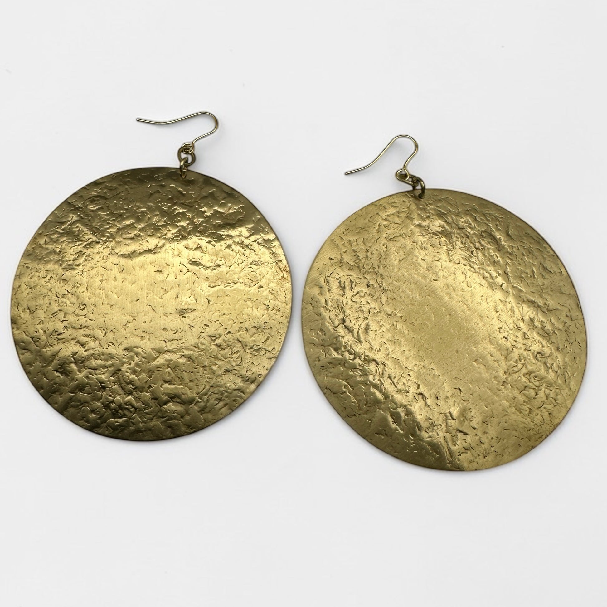 Handmade Hammered Brass Disc Earrings – Afrocentric Statement Dangle Jewellery - Fatisha Boutique #