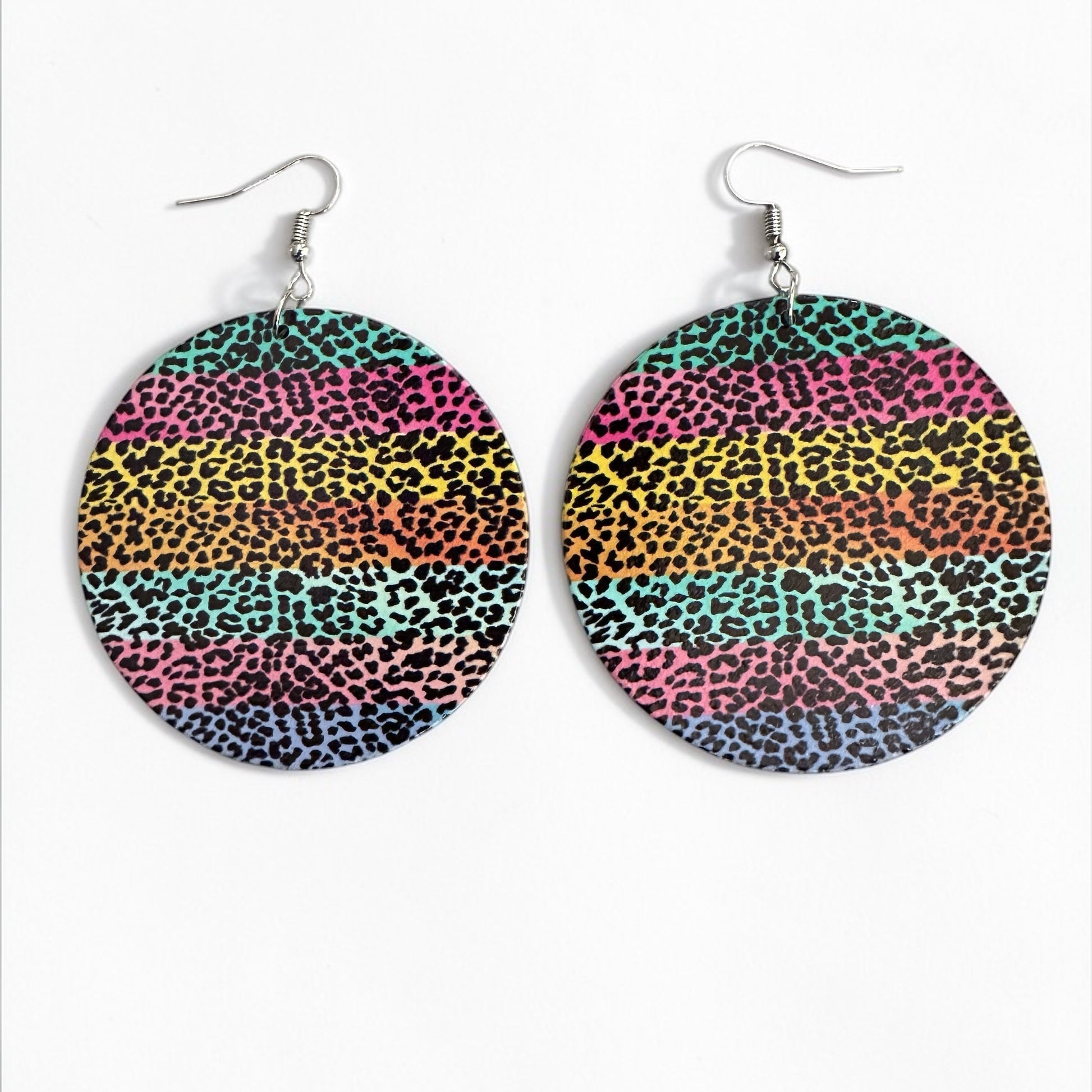 Multicolour Leopard Print Wooden Statement Earrings – Ethnic Boho Ultra-Lightweight Drop Earrings - Fatisha Boutique #