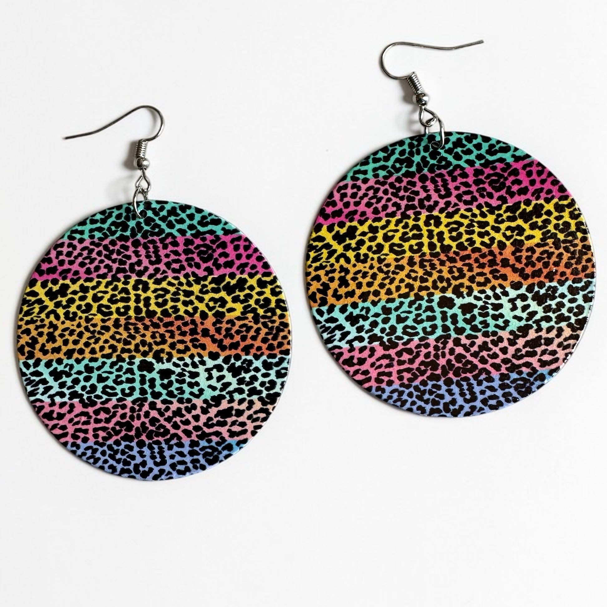Multicolour Leopard Print Wooden Statement Earrings – Ethnic Boho Ultra-Lightweight Drop Earrings - Fatisha Boutique #