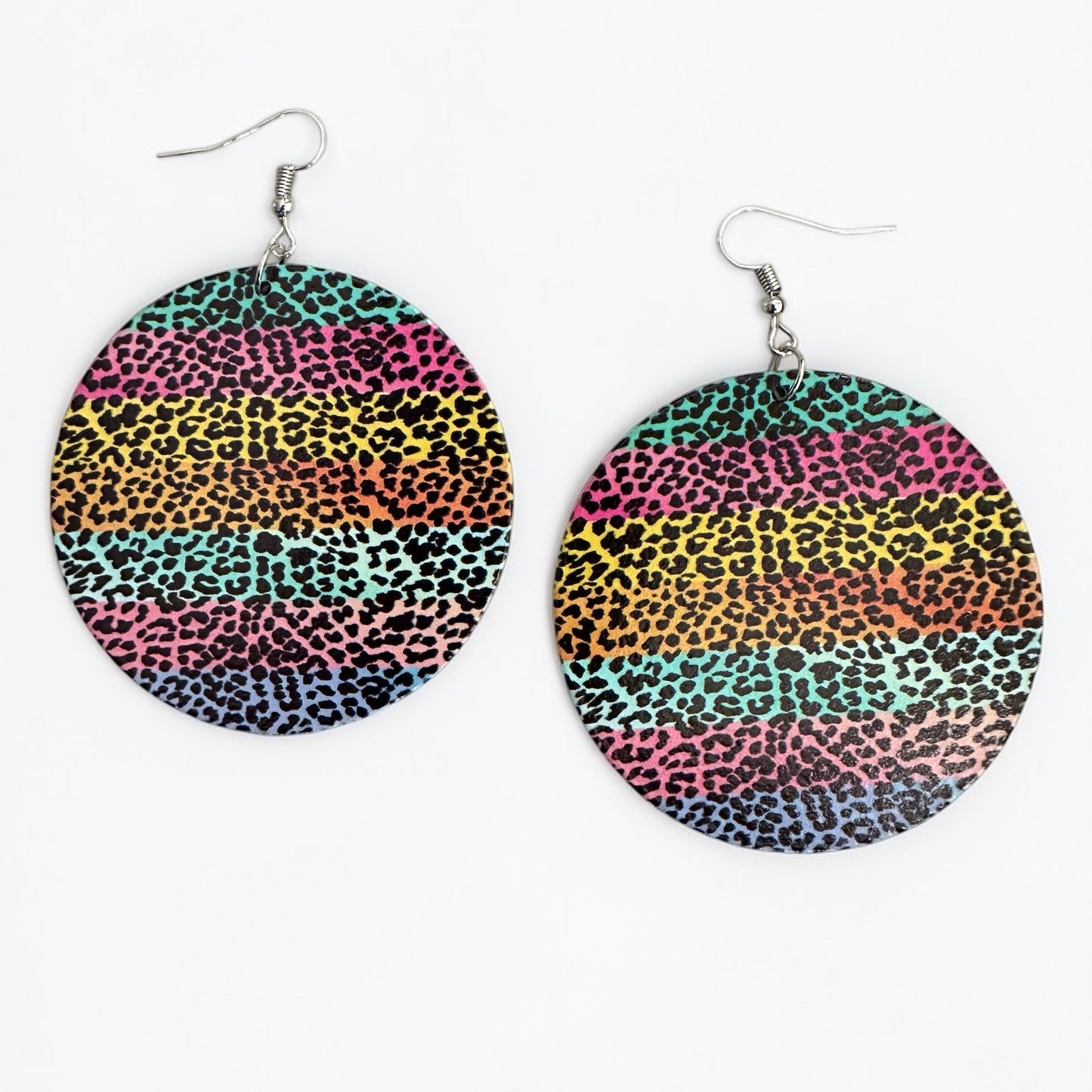Multicolour Leopard Print Wooden Statement Earrings – Ethnic Boho Ultra-Lightweight Drop Earrings - Fatisha Boutique #