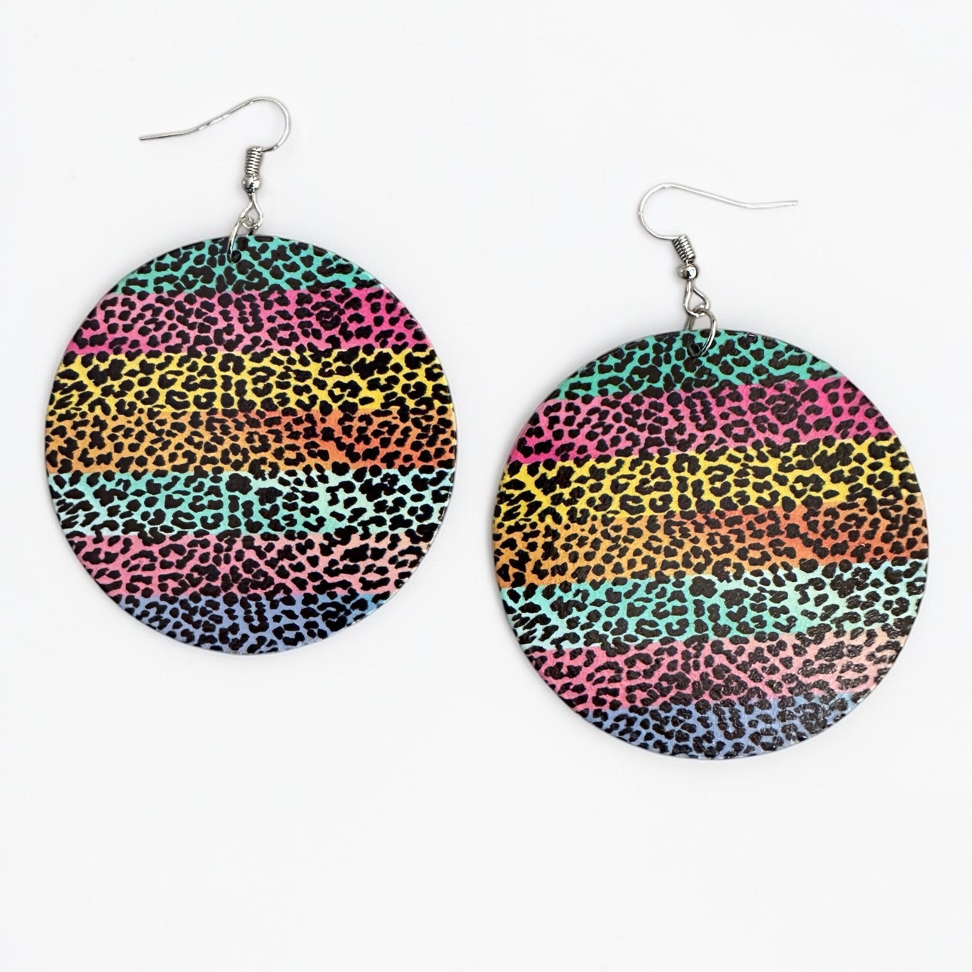Multicolour Leopard Print Wooden Statement Earrings – Ethnic Boho Ultra-Lightweight Drop Earrings - Fatisha Boutique #