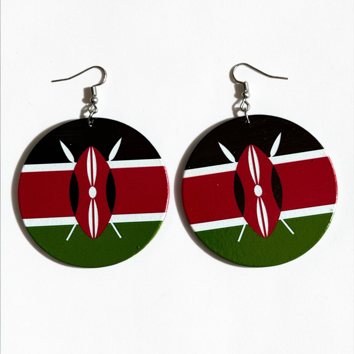East African Flag Wooden Earrings – Bold Handmade Dangles (Uganda, Kenya, Tanzania & More) - Fatisha Boutique #