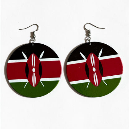 East African Flag Wooden Earrings – Bold Handmade Dangles (Uganda, Kenya, Tanzania & More) - Fatisha Boutique #
