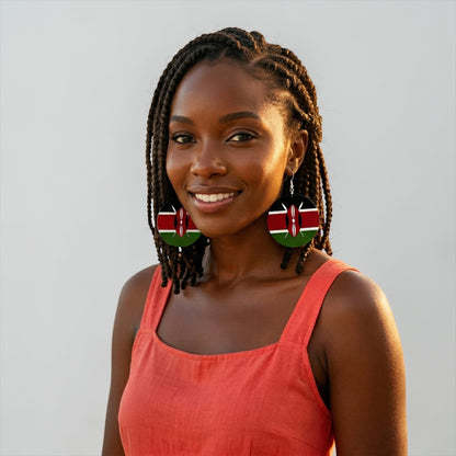 East African Flag Wooden Earrings – Bold Handmade Dangles (Uganda, Kenya, Tanzania & More) - Fatisha Boutique #