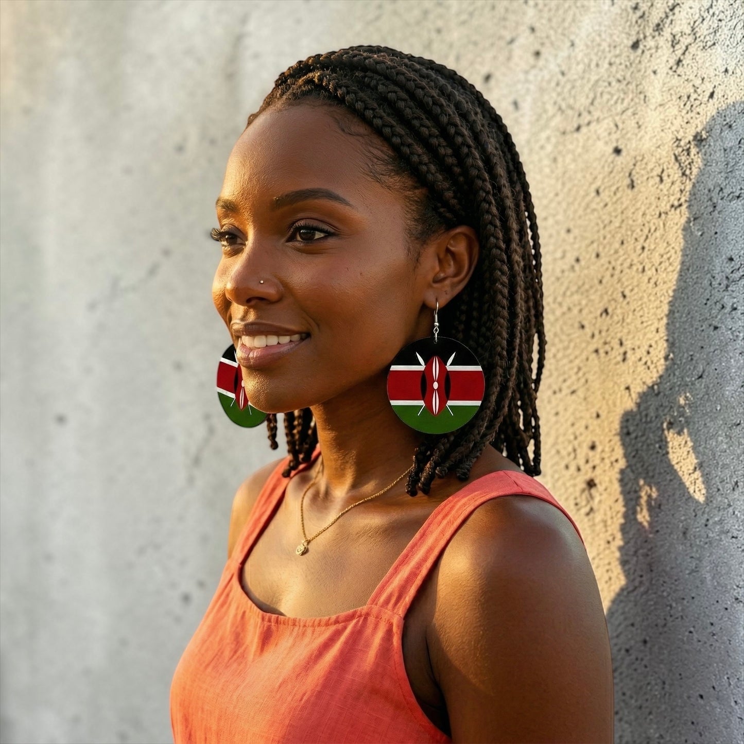 East African Flag Wooden Earrings – Bold Handmade Dangles (Uganda, Kenya, Tanzania & More) - Fatisha Boutique #