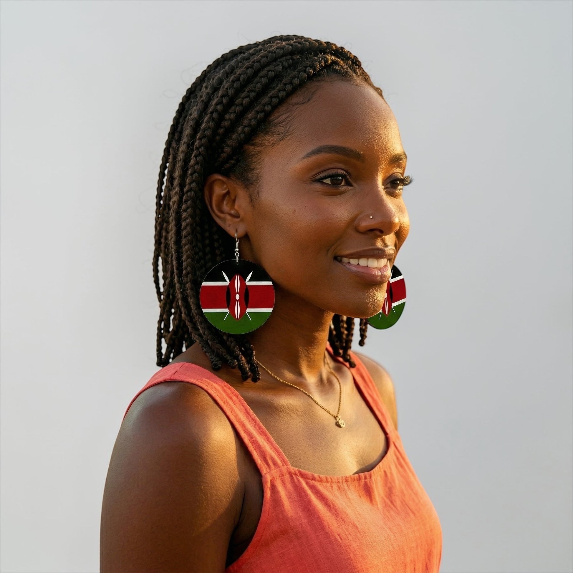 East African Flag Wooden Earrings – Bold Handmade Dangles (Uganda, Kenya, Tanzania & More) - Fatisha Boutique #
