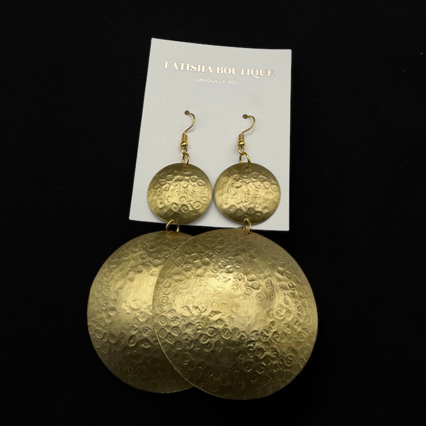 Authentic Handmade Hammered Brass Disc Earrings – Afrocentric Statement Dangles - Fatisha Boutique # Fatisha Boutique