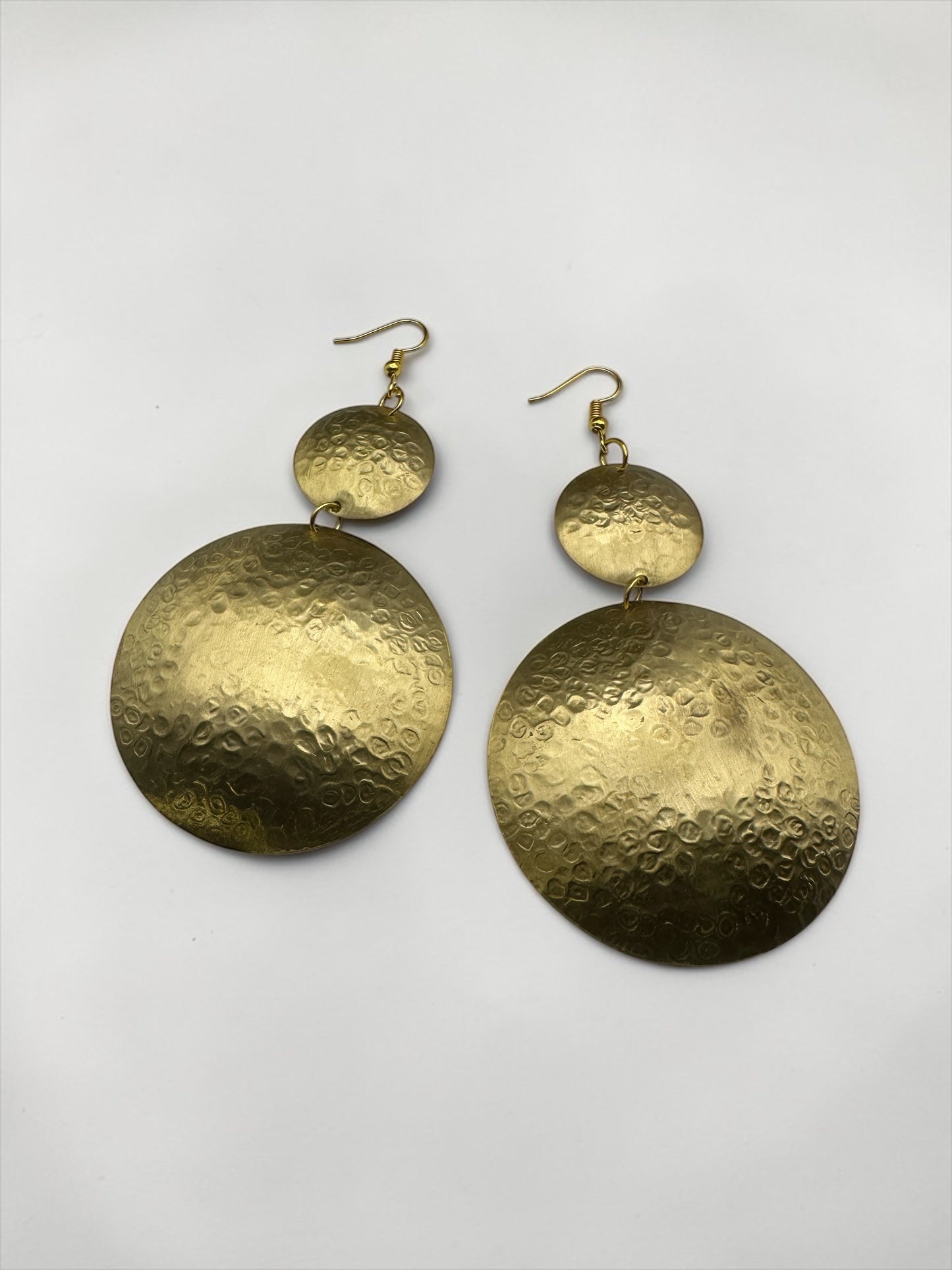 Authentic Handmade Hammered Brass Disc Earrings – Afrocentric Statement Dangles - Fatisha Boutique # Fatisha Boutique