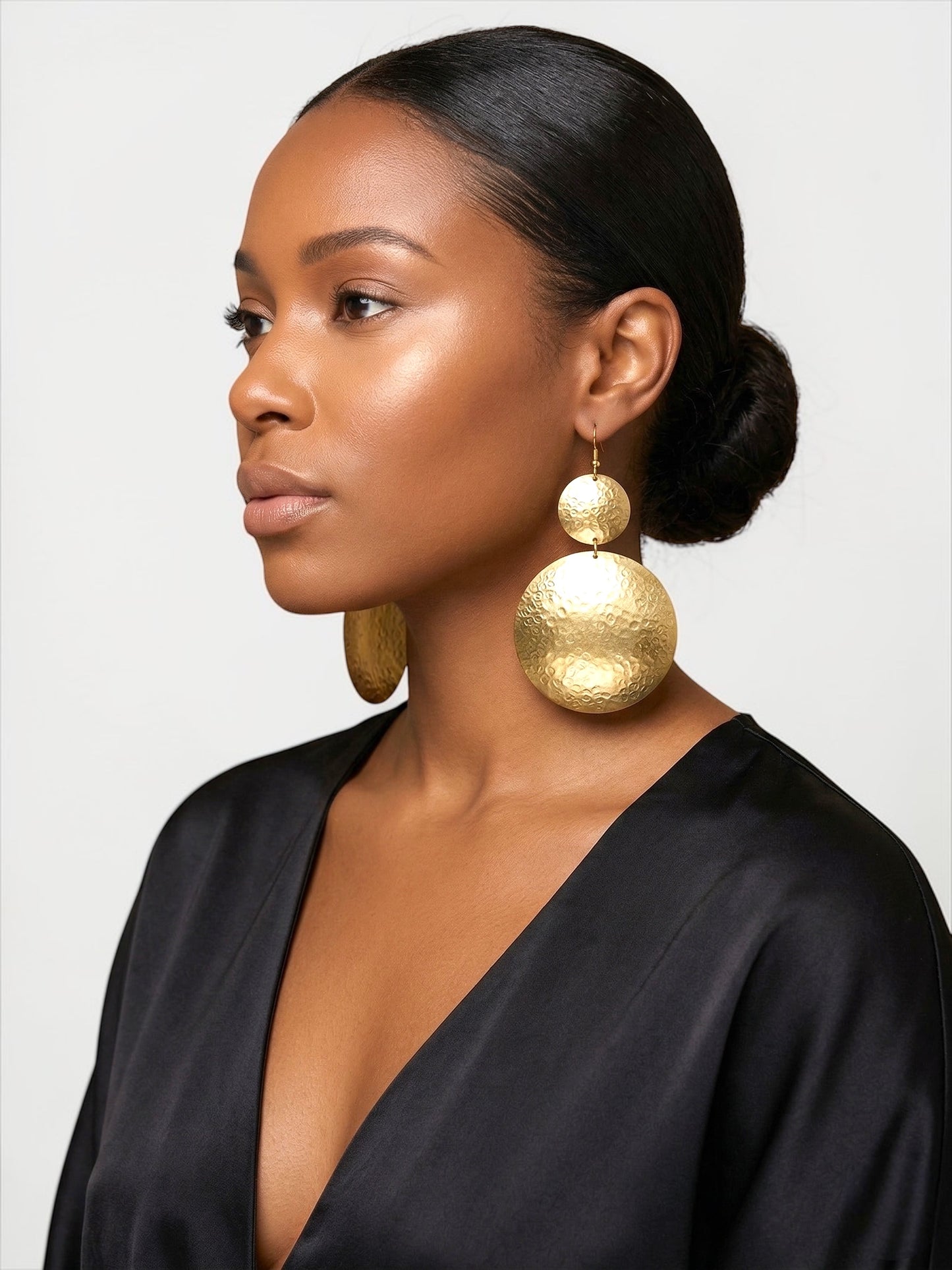 Authentic Handmade Hammered Brass Disc Earrings – Afrocentric Statement Dangles - Fatisha Boutique # Fatisha Boutique