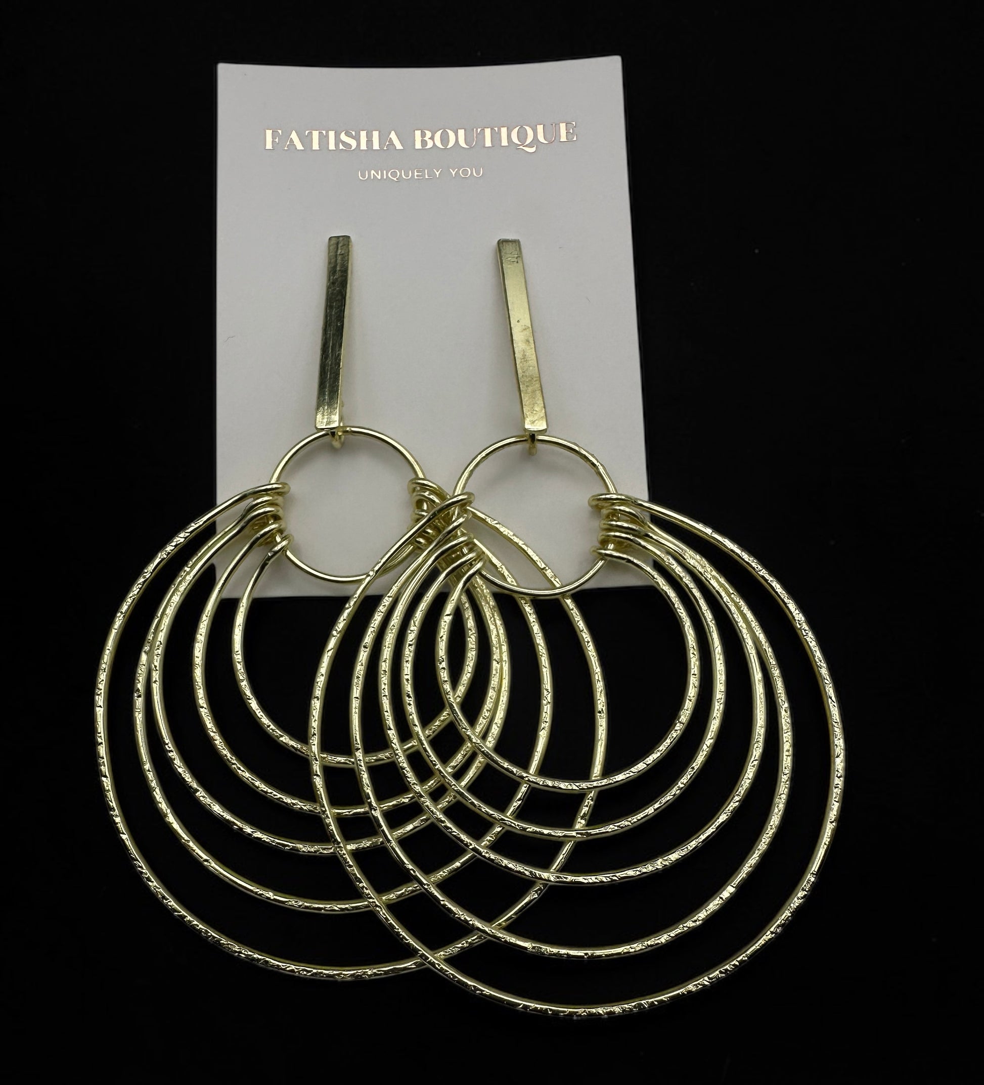 Layered Brass Hoop Earrings – Afrocentric Statement Multi Hoop Dangles - Fatisha Boutique #