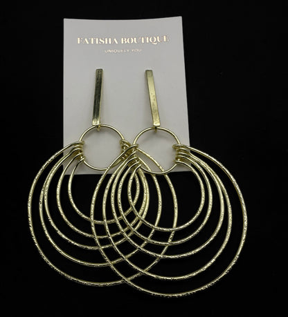 Layered Brass Hoop Earrings – Afrocentric Statement Multi Hoop Dangles - Fatisha Boutique #