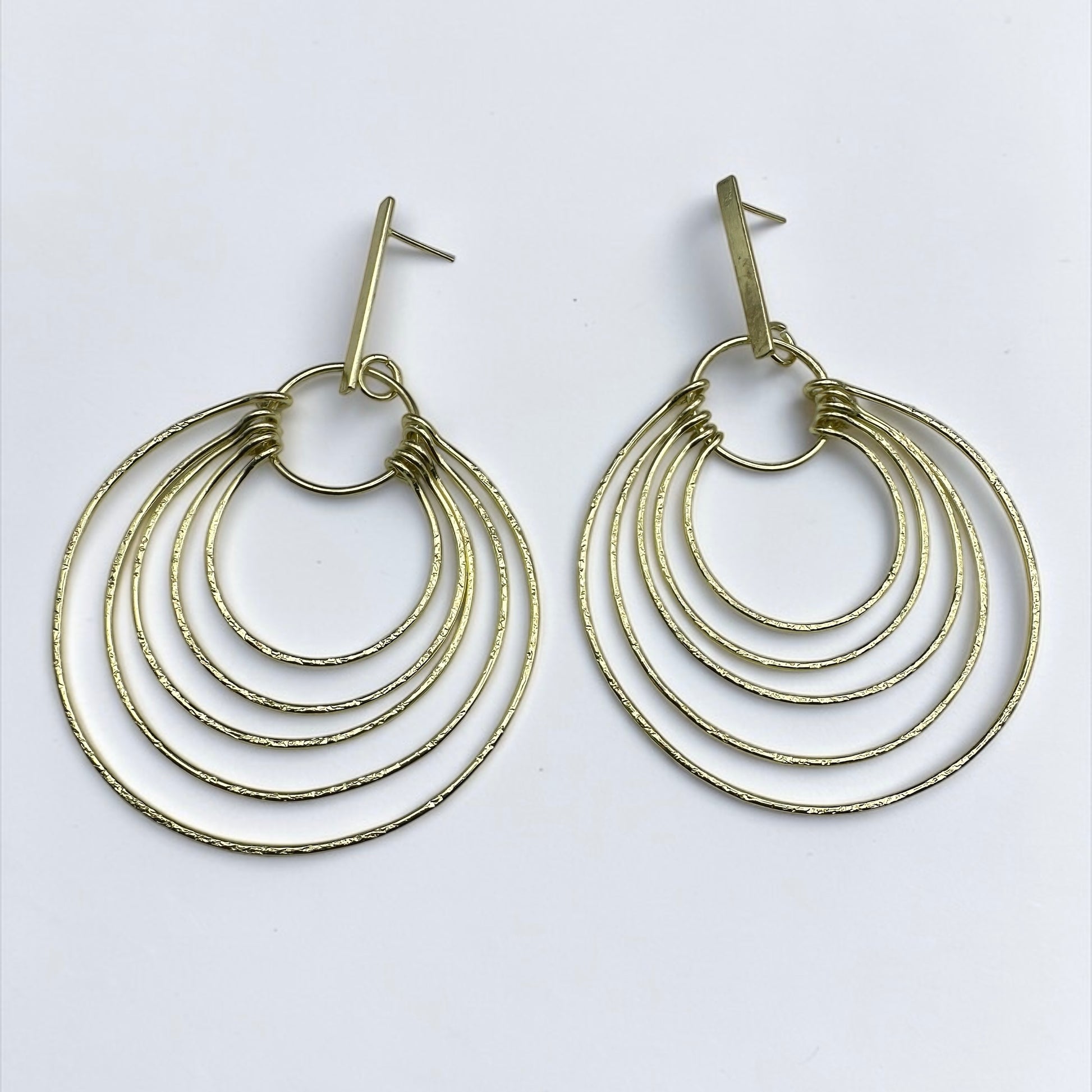 Layered Brass Hoop Earrings – Afrocentric Statement Multi Hoop Dangles - Fatisha Boutique #