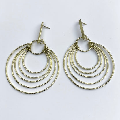 Layered Brass Hoop Earrings – Afrocentric Statement Multi Hoop Dangles - Fatisha Boutique #