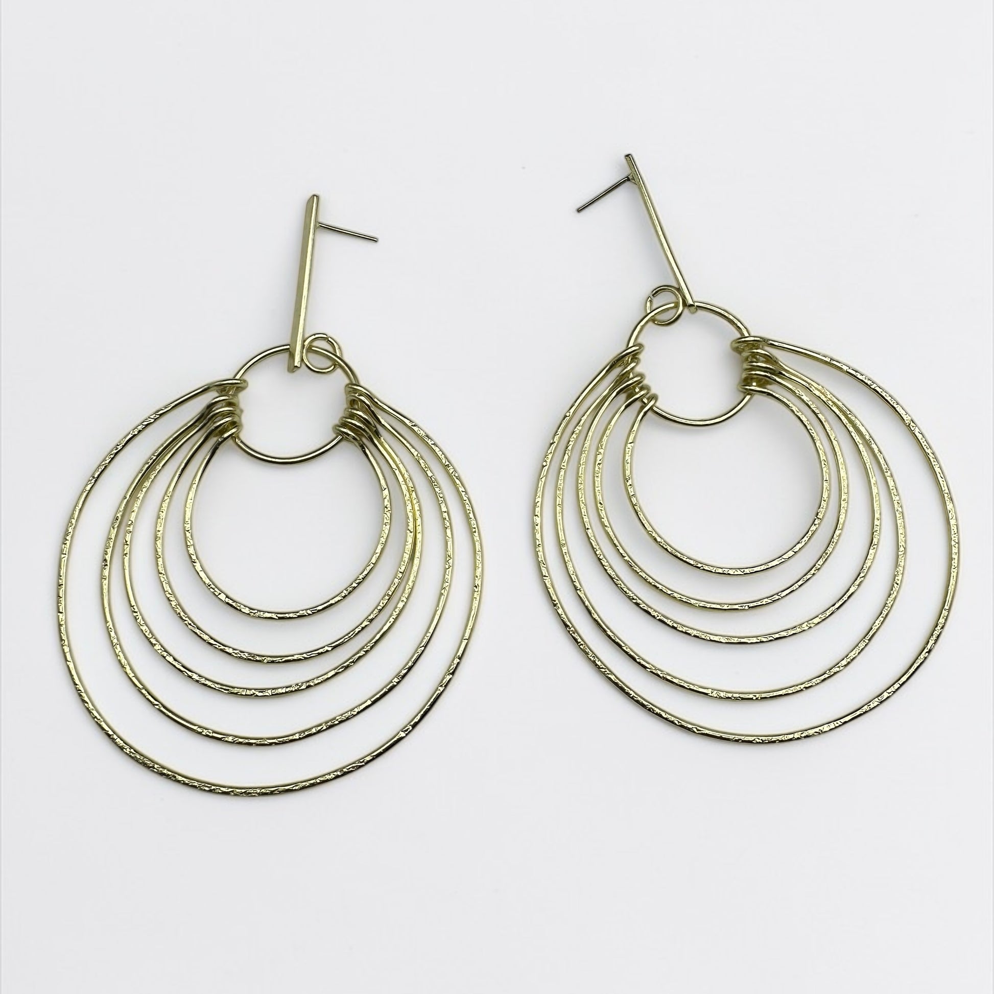Layered Brass Hoop Earrings – Afrocentric Statement Multi Hoop Dangles - Fatisha Boutique #