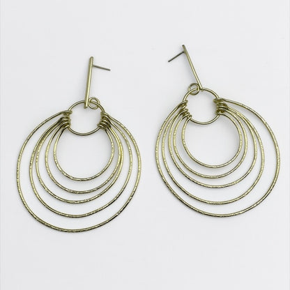 Layered Brass Hoop Earrings – Afrocentric Statement Multi Hoop Dangles - Fatisha Boutique #