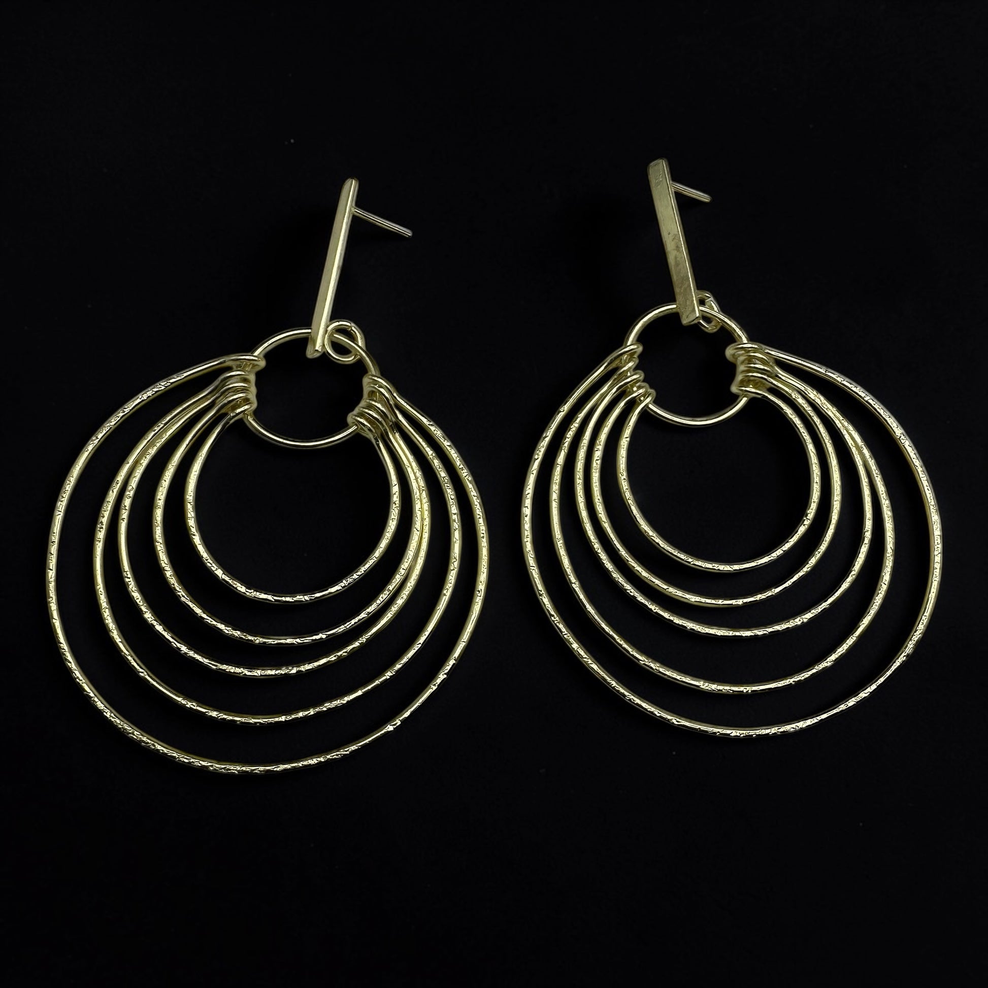 Layered Brass Hoop Earrings – Afrocentric Statement Multi Hoop Dangles - Fatisha Boutique #