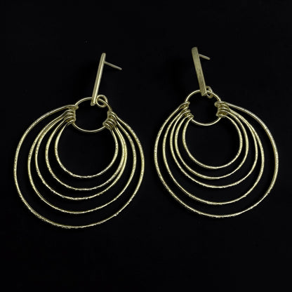 Layered Brass Hoop Earrings – Afrocentric Statement Multi Hoop Dangles - Fatisha Boutique #