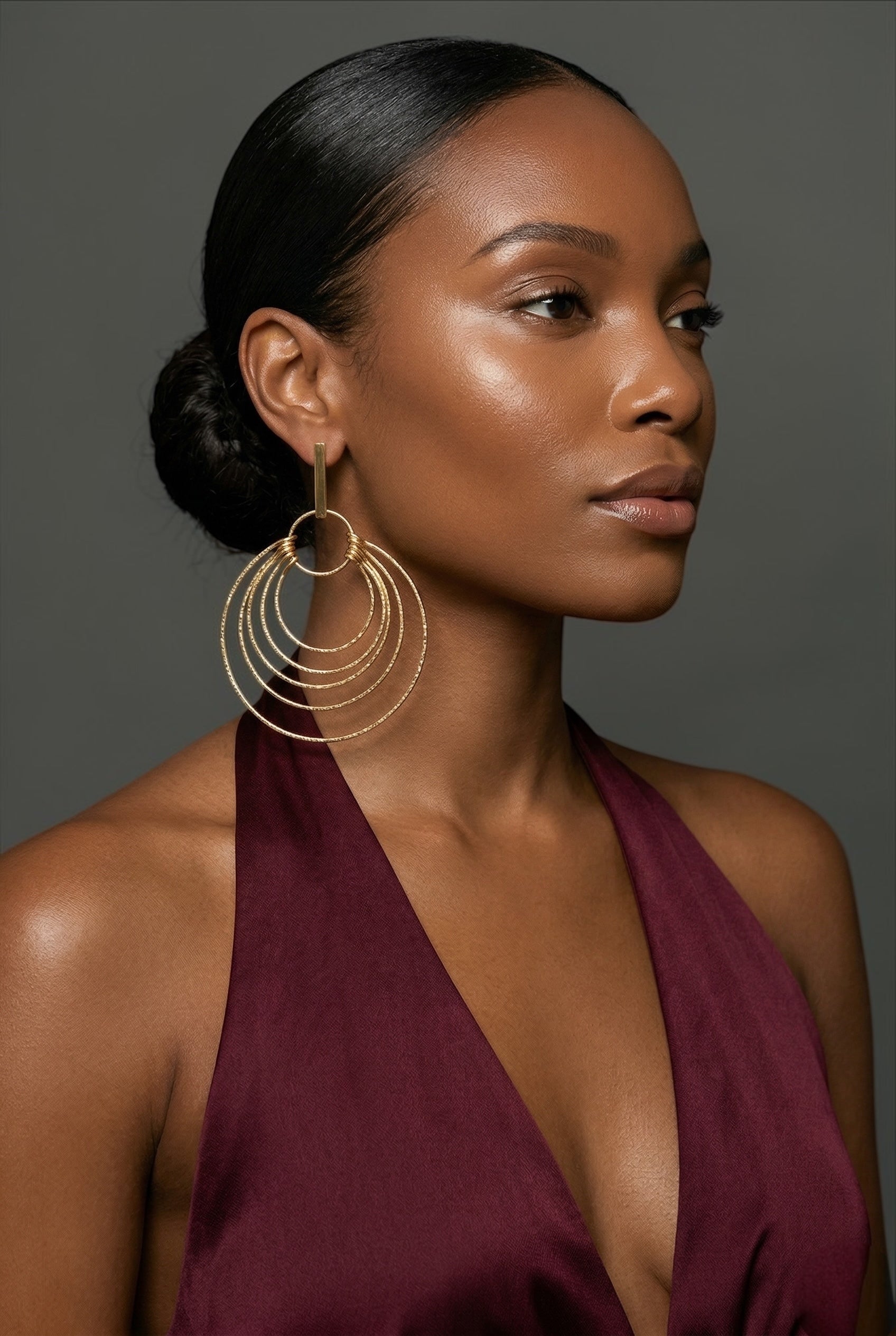 Layered Brass Hoop Earrings – Afrocentric Statement Multi Hoop Dangles - Fatisha Boutique #