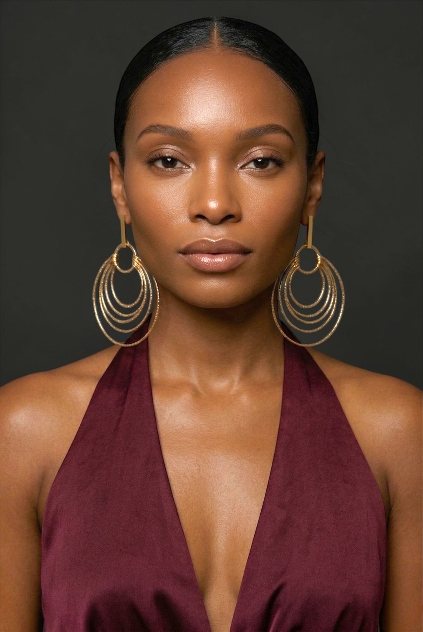 Layered Brass Hoop Earrings – Afrocentric Statement Multi Hoop Dangles - Fatisha Boutique #
