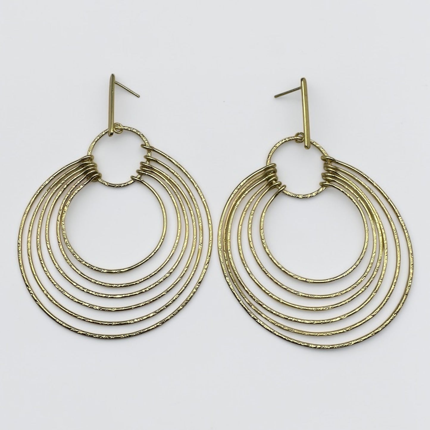 African Multi-Hoop Brass Drop Earrings – Layered Bohemian Statement Jewellery - Fatisha Boutique #
