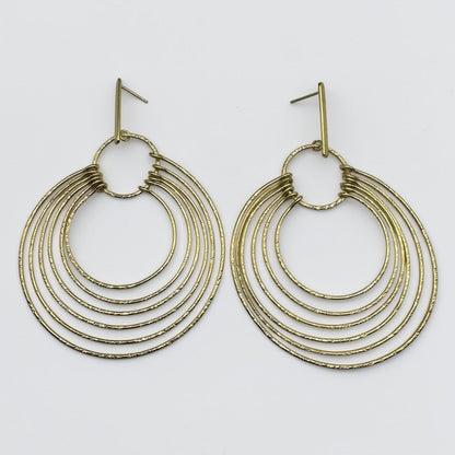 African Multi-Hoop Brass Drop Earrings – Layered Bohemian Statement Jewellery - Fatisha Boutique #