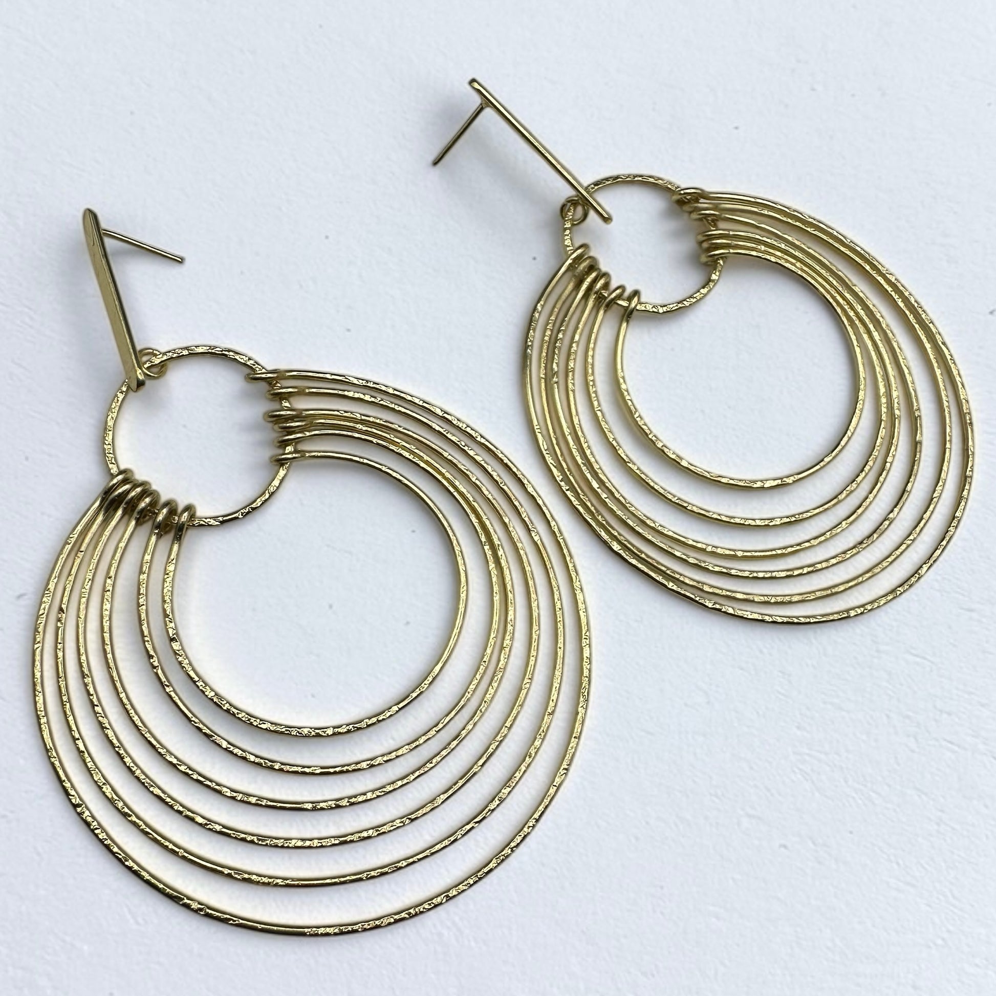 African Multi-Hoop Brass Drop Earrings – Layered Bohemian Statement Jewellery - Fatisha Boutique #