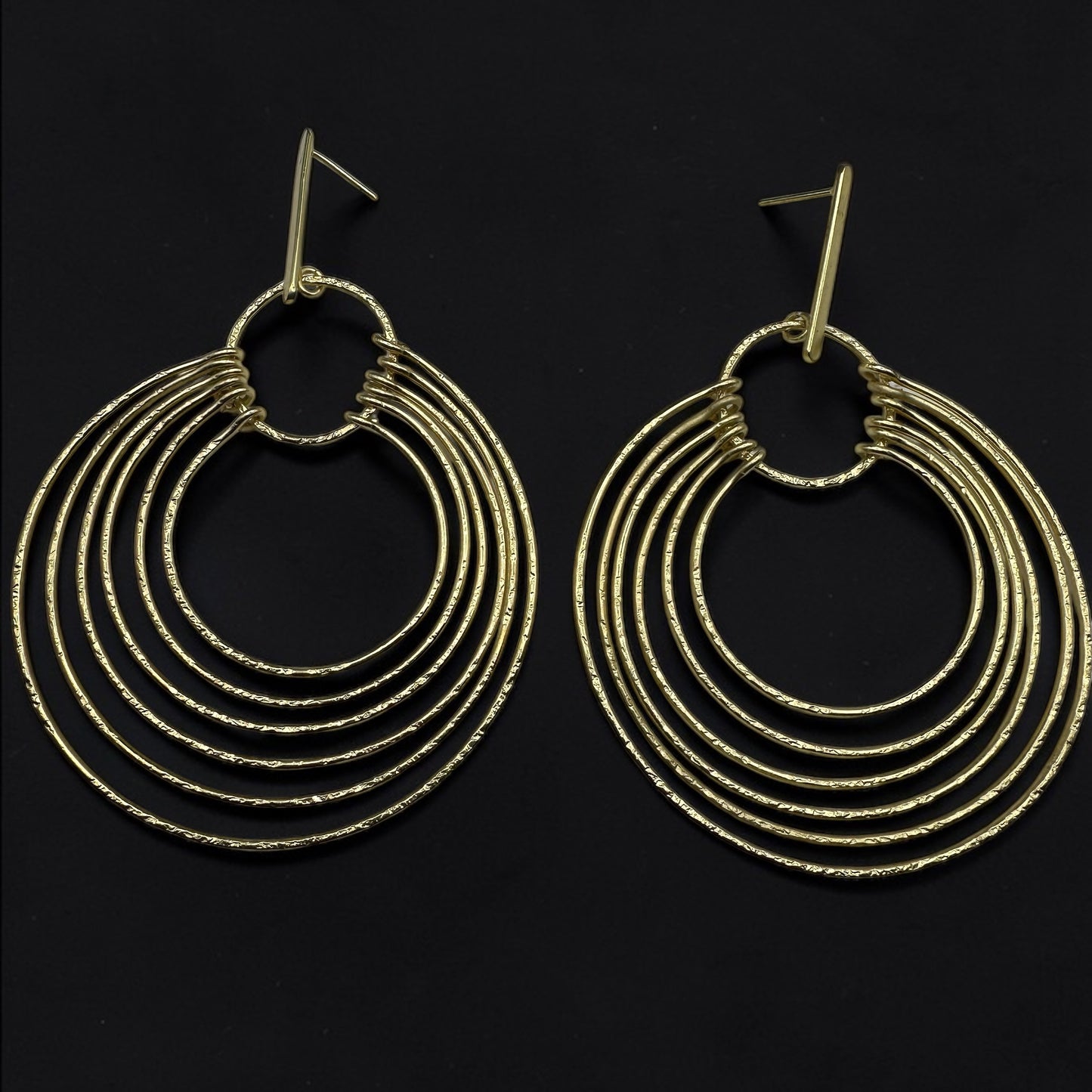 African Multi-Hoop Brass Drop Earrings – Layered Bohemian Statement Jewellery - Fatisha Boutique #